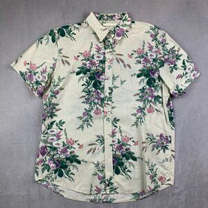 Ralph Lauren Denim & Supply Mens Shirt XL Cream White Floral Button Up Flowers